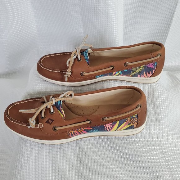 Sperry Top Sider Womens Size 8.5 M Boat Deck Shoes Tan Leather Firefish Seaweed - Picture 3 of 9